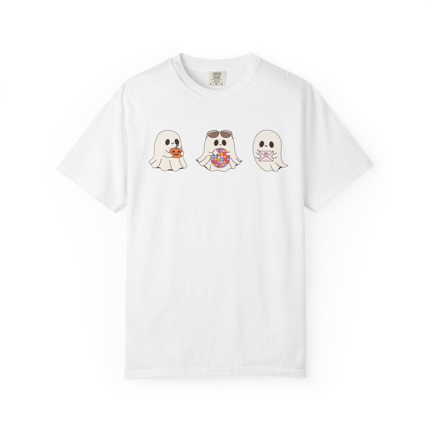 Three Cute Ghosts with Pumpkin, Trick or Treat Party Outfit – October Holiday Shirt