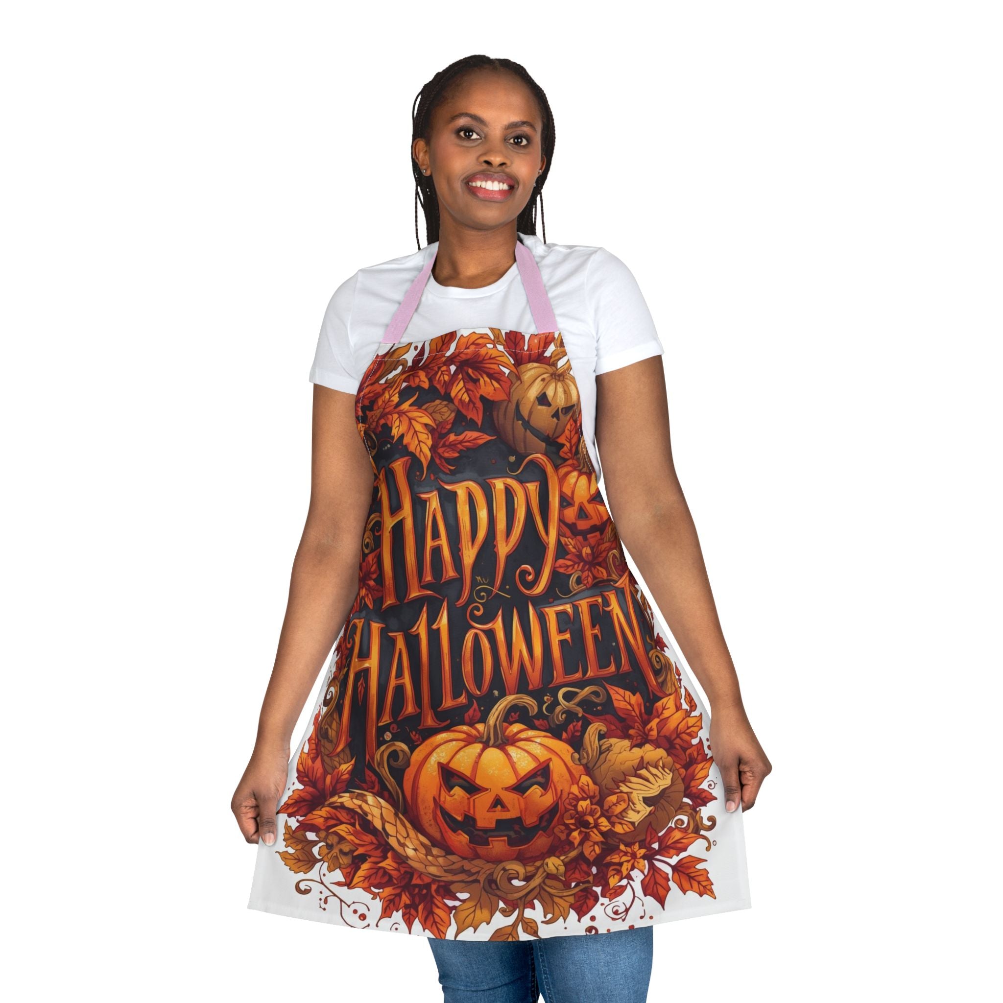 Halloween Apron – Happy Halloween Festive Cooking and Baking Apron for Fall Season and Parties