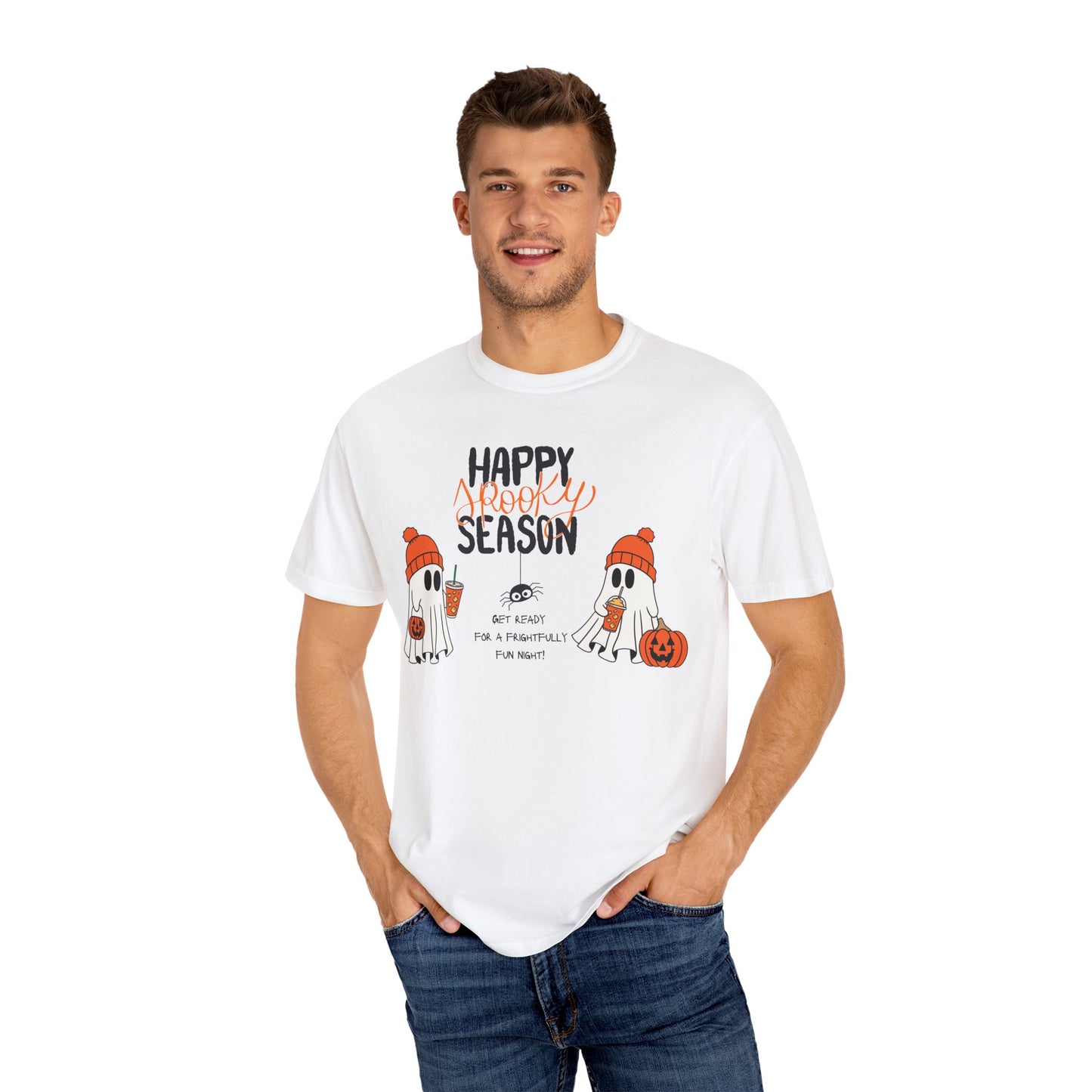 Spooky Season Ghosts Tee – Cozy Drinks & Chilling Vibes!