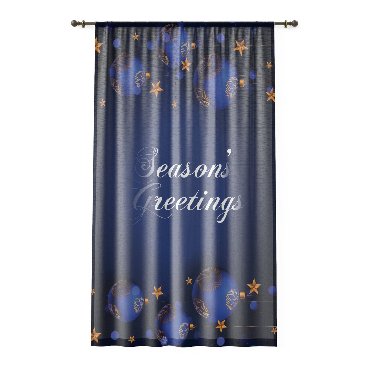 Season's Greetings Window Curtain, Dark Blue