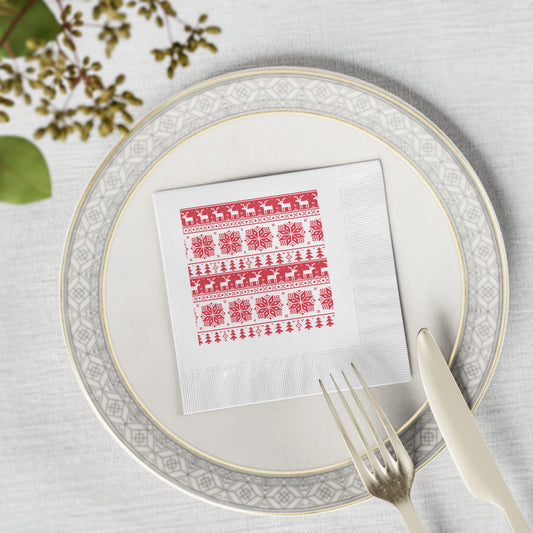 Soft Three-Ply Christmas White Coined Napkins – Multiple Sizes & Packs