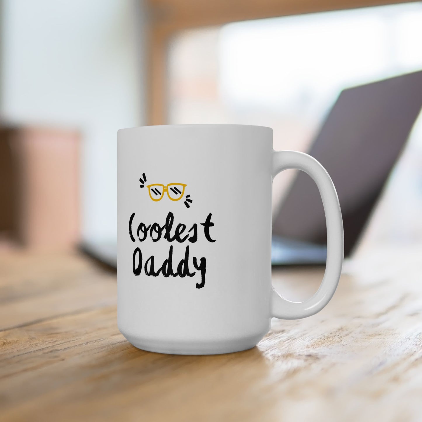 Coolest Daddy Mug – Father’s Day Coffee Mug, Gift for Dad, Funny Dad Mug with Sunglasses, 11oz & 15oz Ceramic Cup