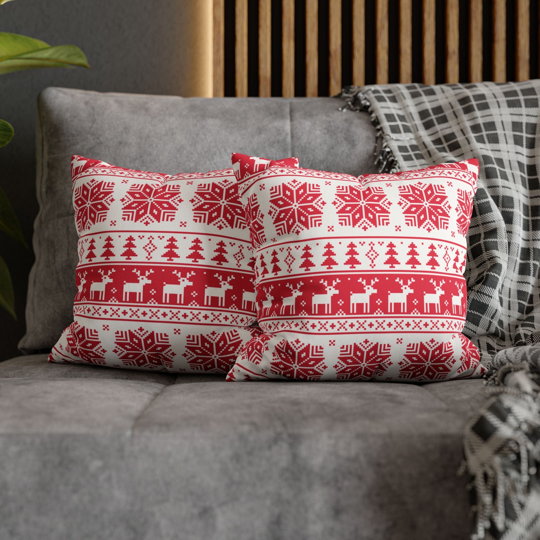 Christmas Faux Suede Square Pillow Case – Festive Decorative Cushion Cover