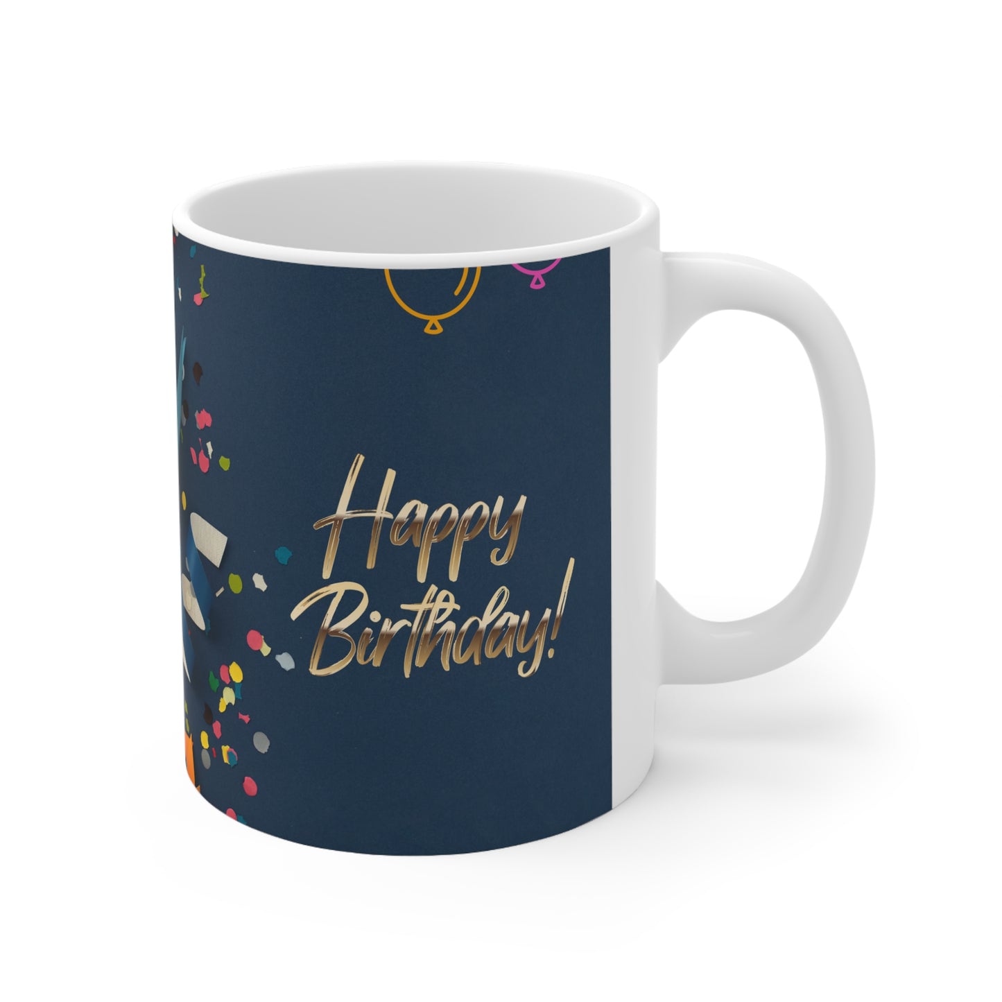 Happy Birthday Ceramic Mug, Birthday Gift, Black