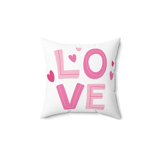 Love with Hearts Printed Polyester Sqaure Pillow Case for Valentine