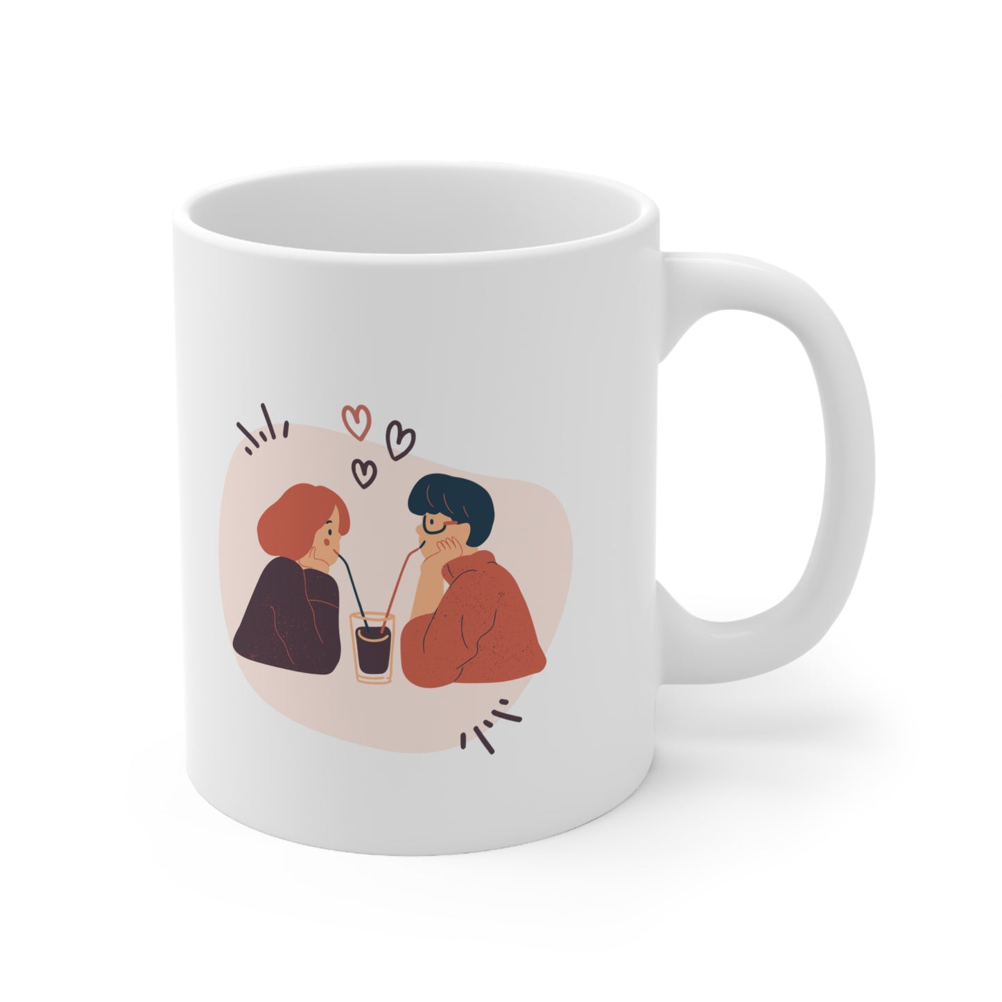Couple on Cycle Printed Valentine Ceramic Mugs, 11oz