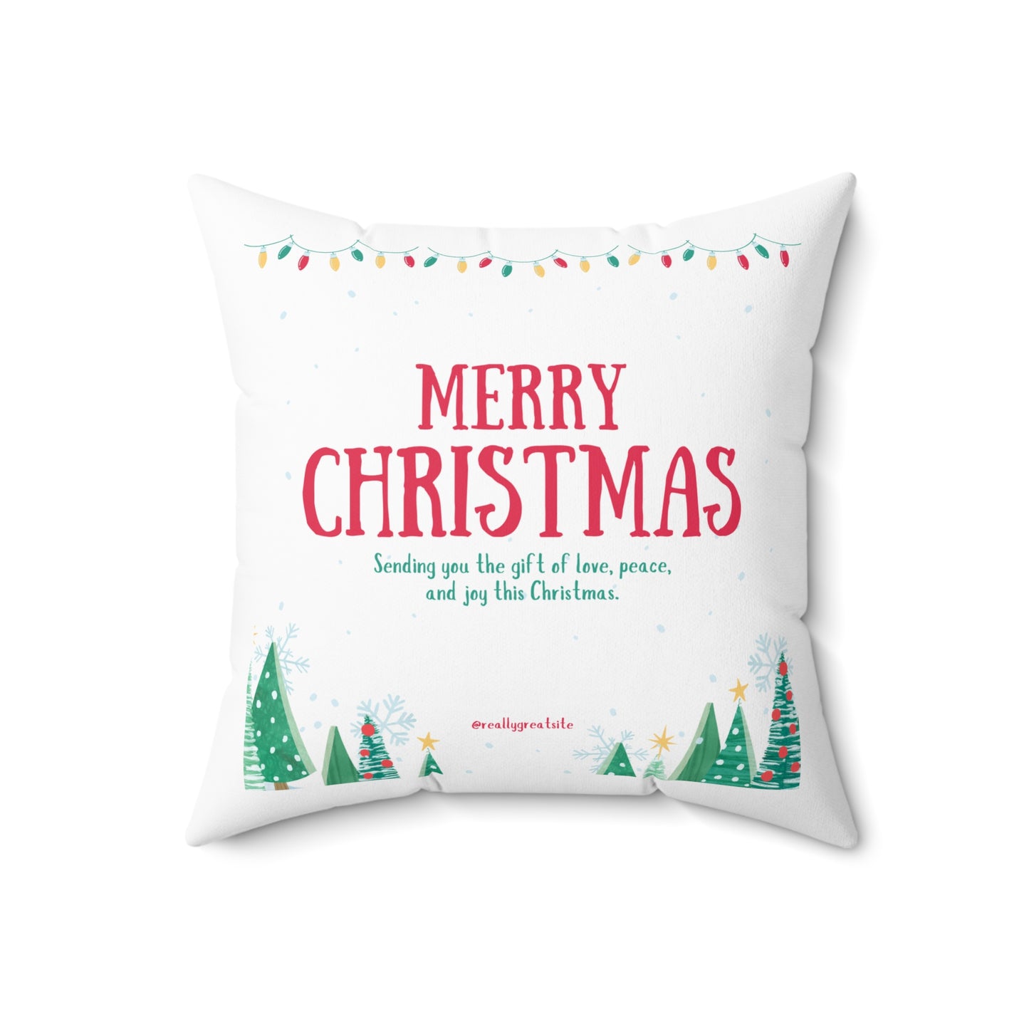 Merry Christmas Quote Printed Square Pillow