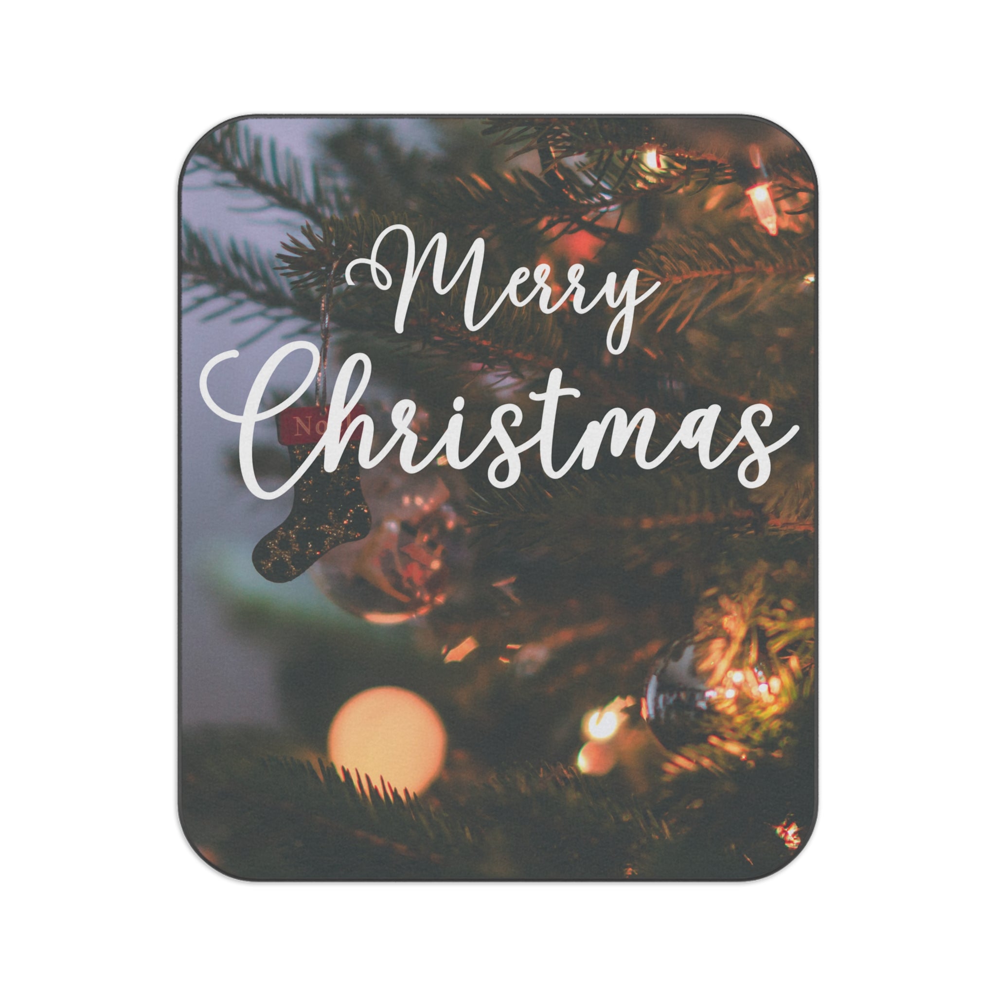 Merry Christmas with Ornaments Printed Picnic Blanket