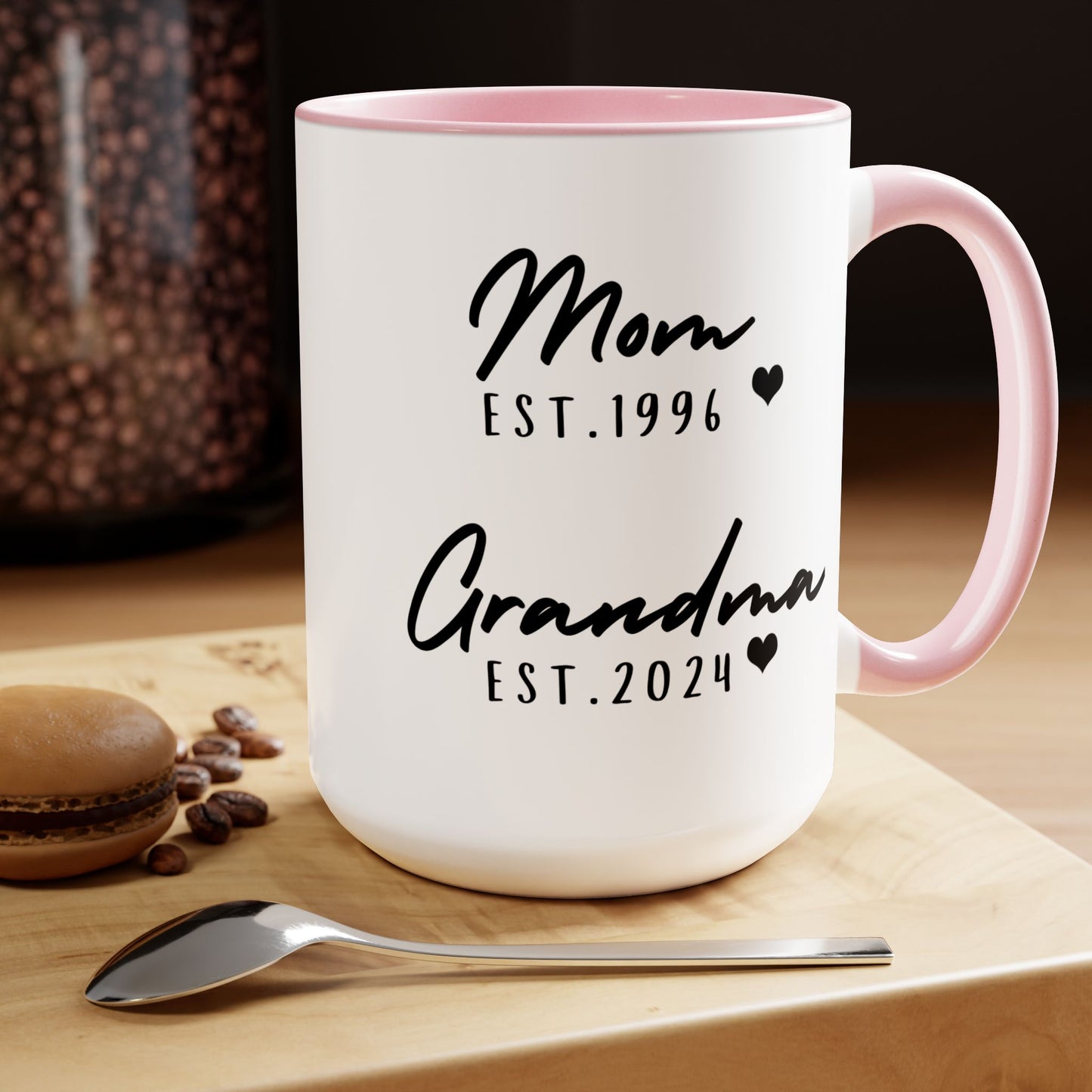 Mom & Grandma EST. 15oz Ceramic Coffee Mug – Sentimental Personalized Gift