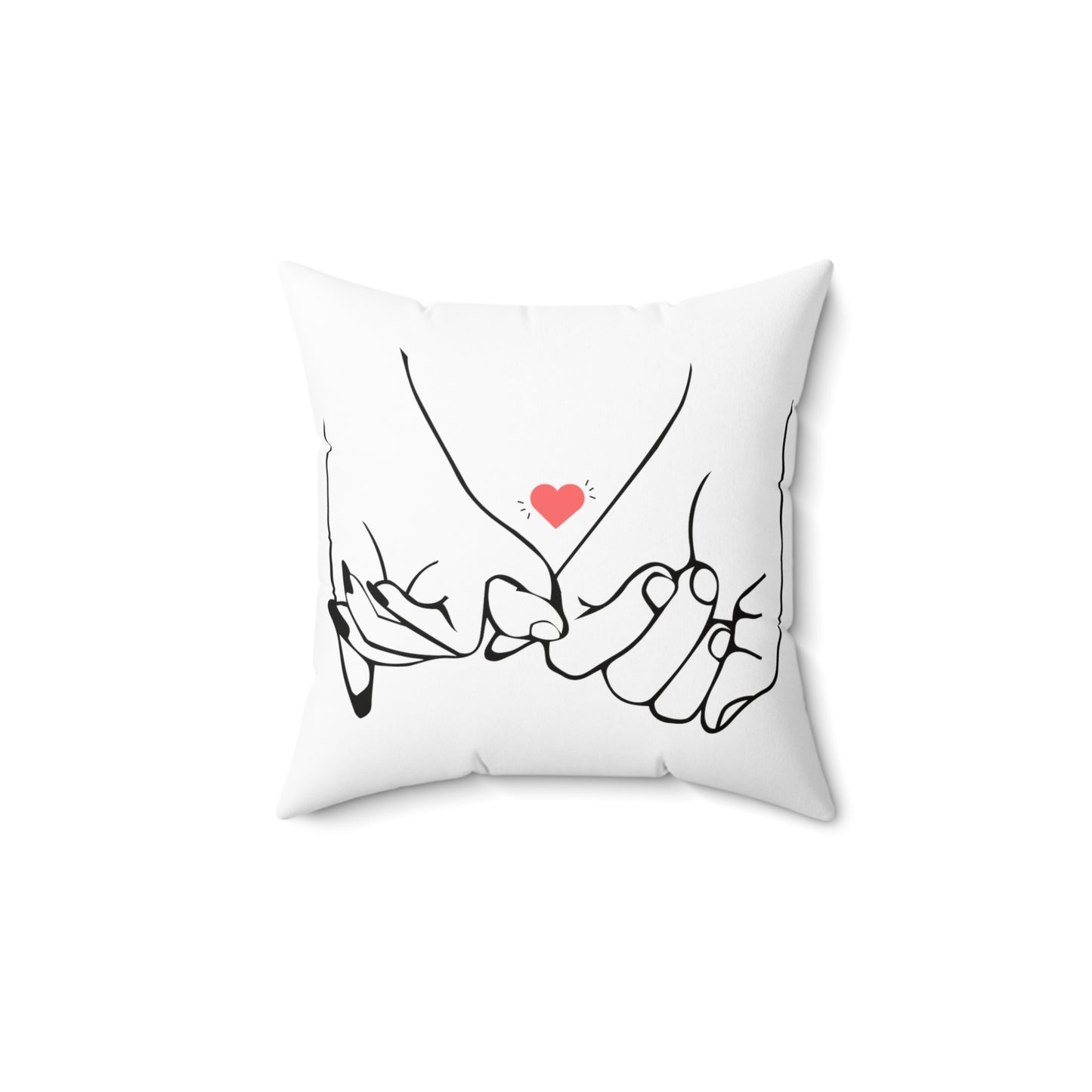 Love You with Couples Hand Printed Square Pillow