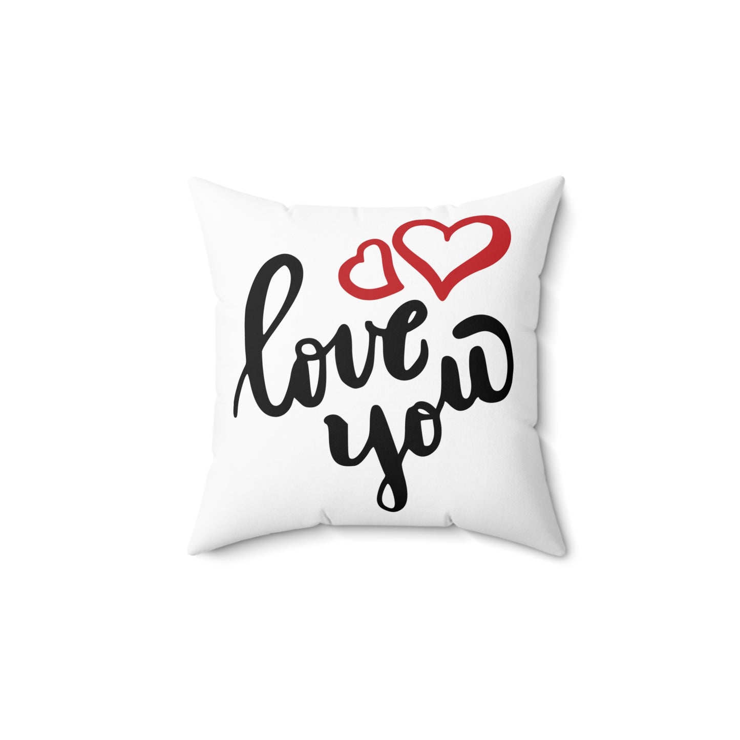 Love You with Couples Hand Printed Square Pillow