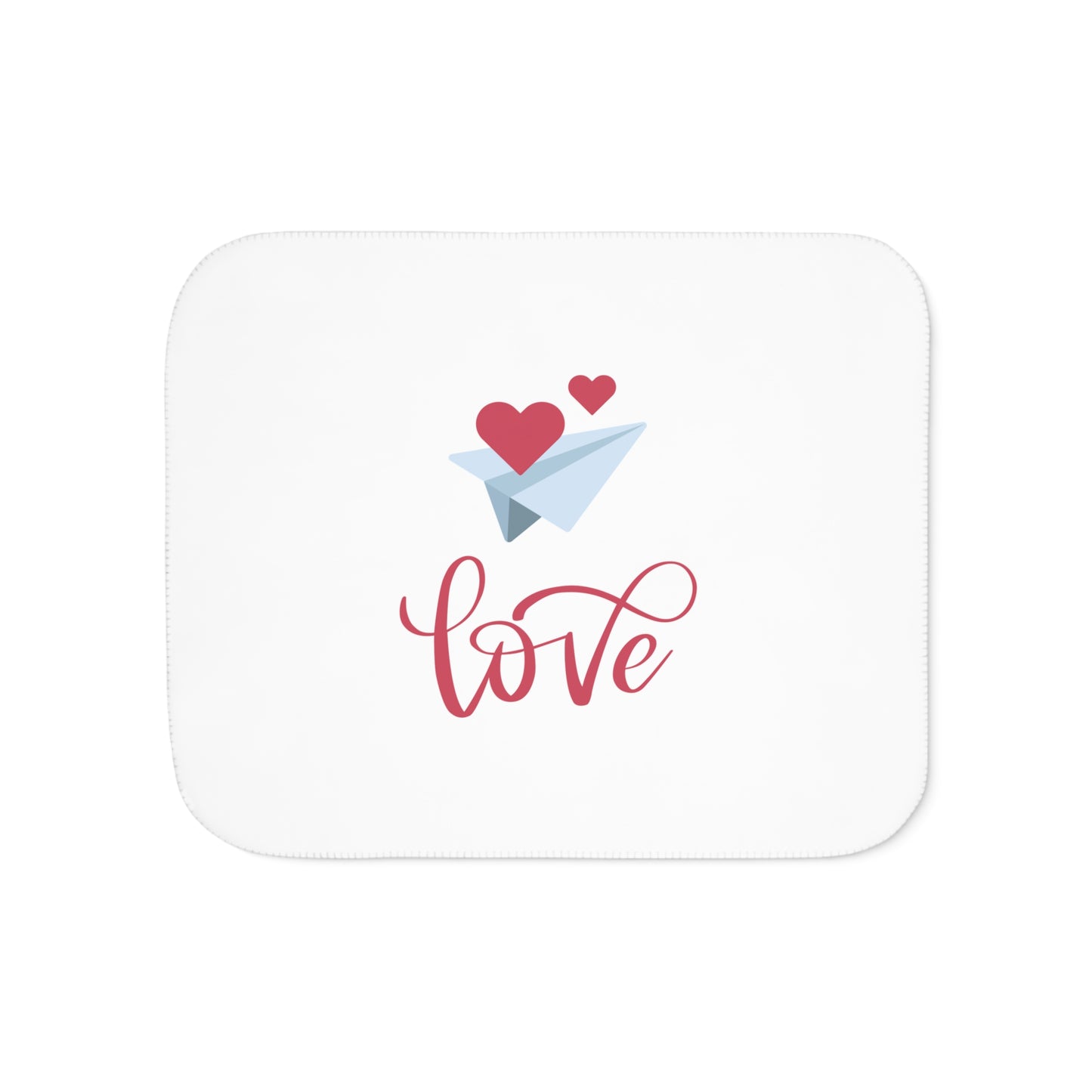 Love with Flying Heart Printed Sherpa Blenket for Valentine Day