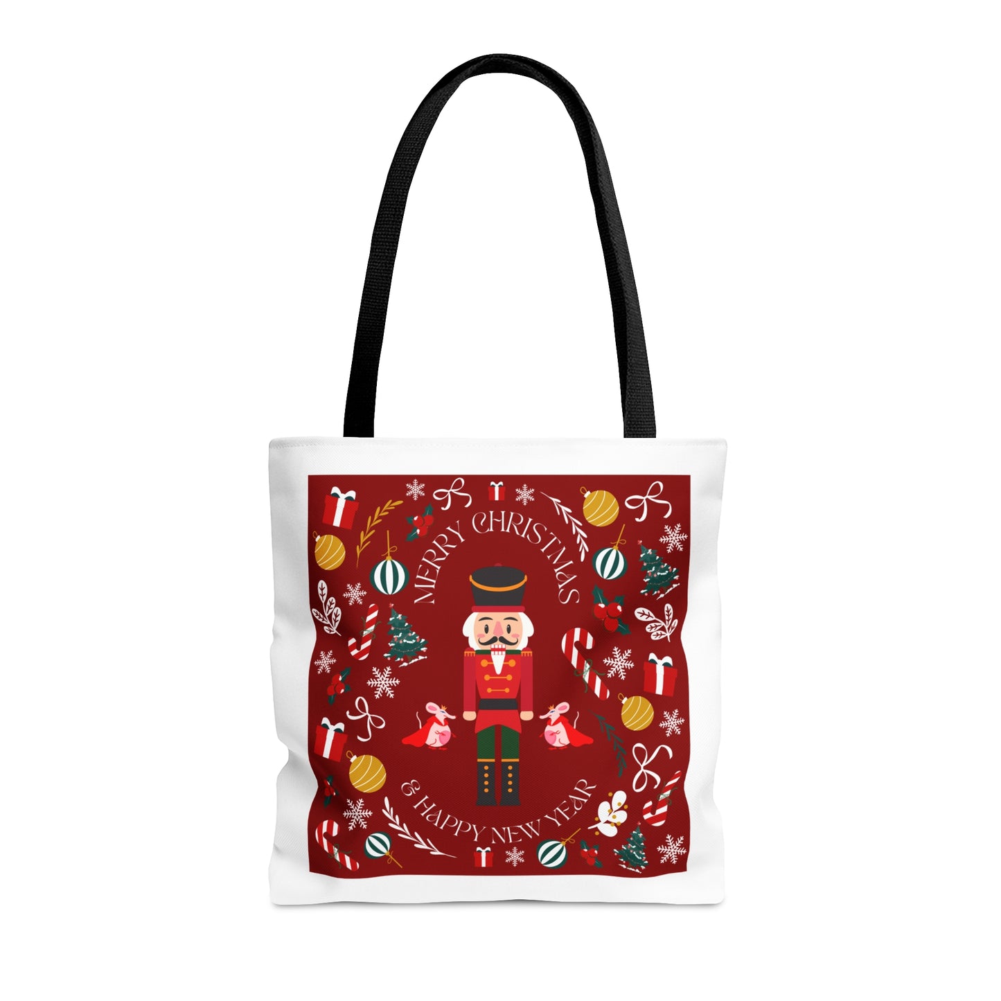 Tote Bag – Nutcracker & Holiday Icons Design – Christmas Gift for Shoppers & Seasonal Outings