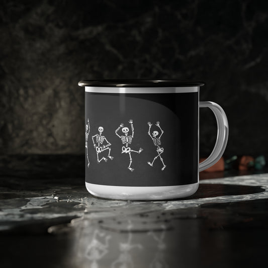 Dancing Skeletons Enamel Camp Cup – Whimsical Halloween Design