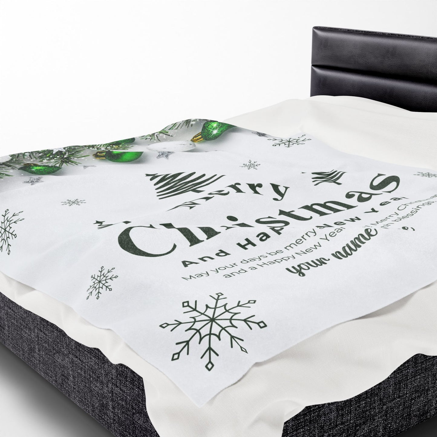 Green Ornament Christmas Blanket – Personalized Holiday Throw for a Merry & Bright Season