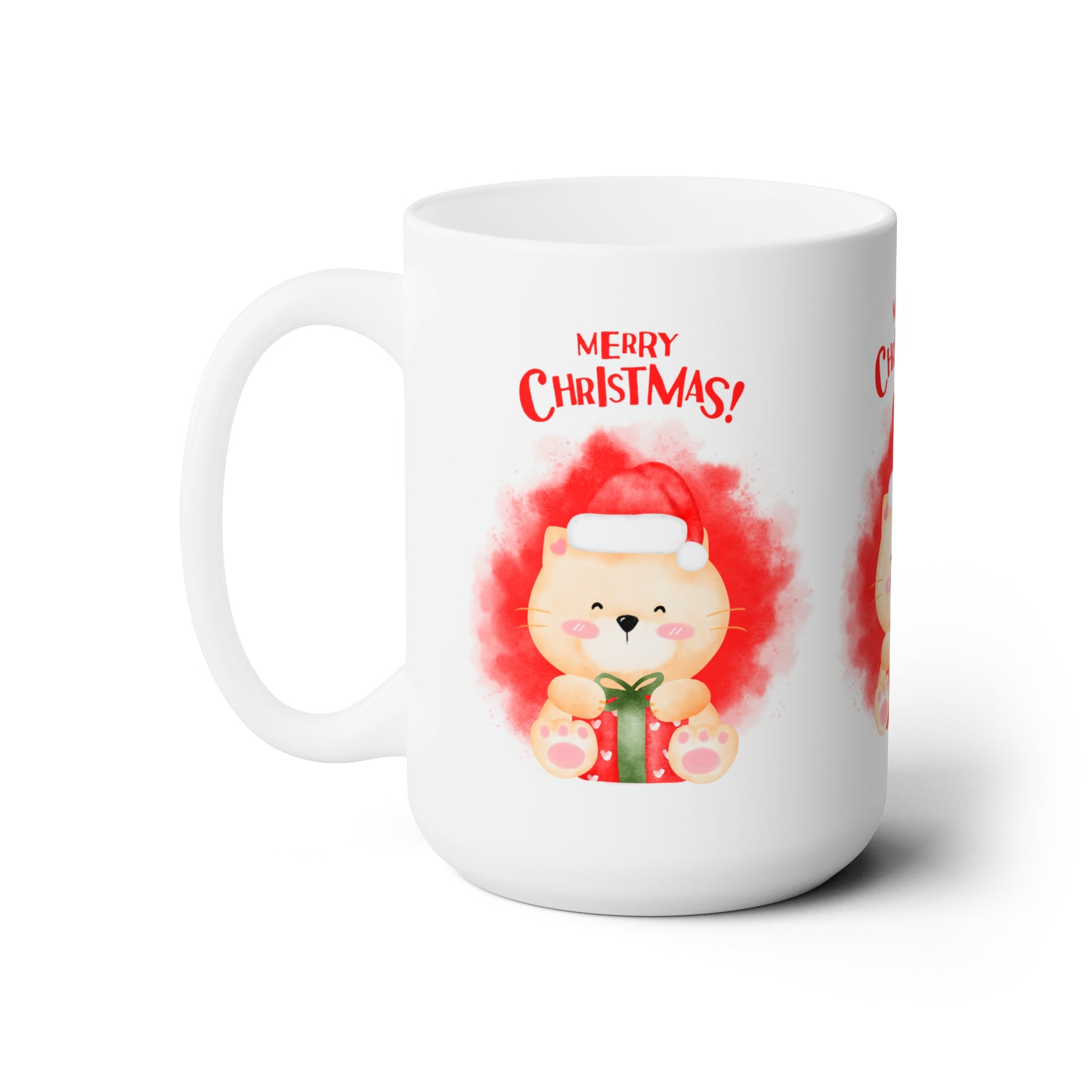 Merry Christmas Printed Ceramic Mug, 15oz, Red