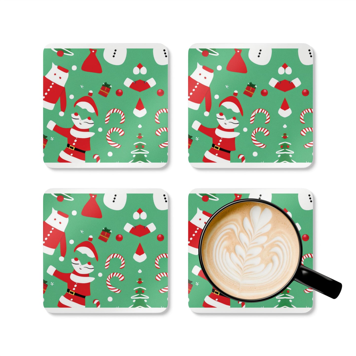 Christmas Corkwood Coaster Set – 4-Piece Holiday Drink Coasters