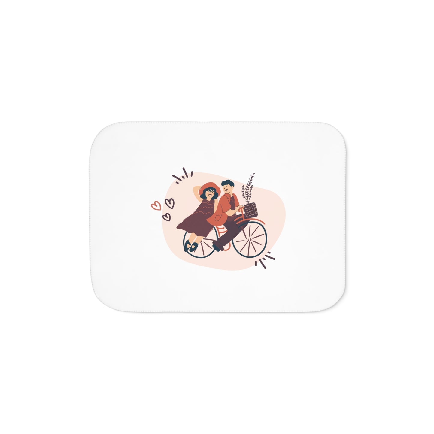 Couple on Cycle Printed Sherpa Blenket for Valentine Day