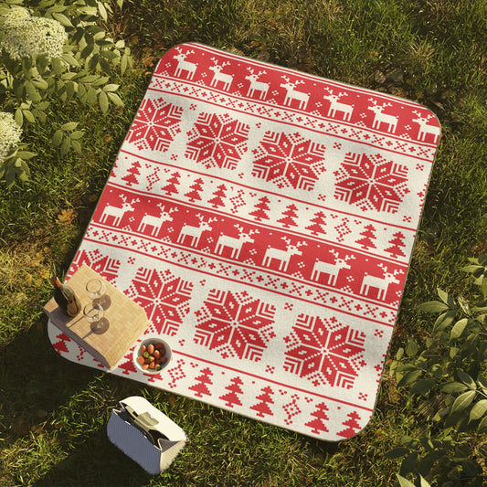 Warm Christmas Picnic Blanket – Polyester Fleece with Water-Resistant Oxford Back
