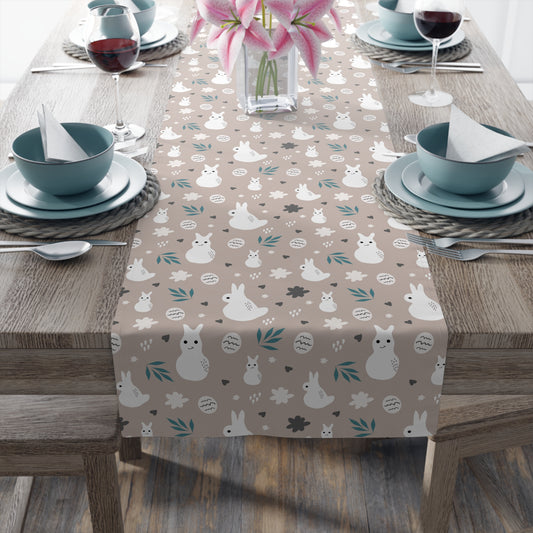 Beige Easter Bunny Table Runner – Whimsical Spring Dining Decor