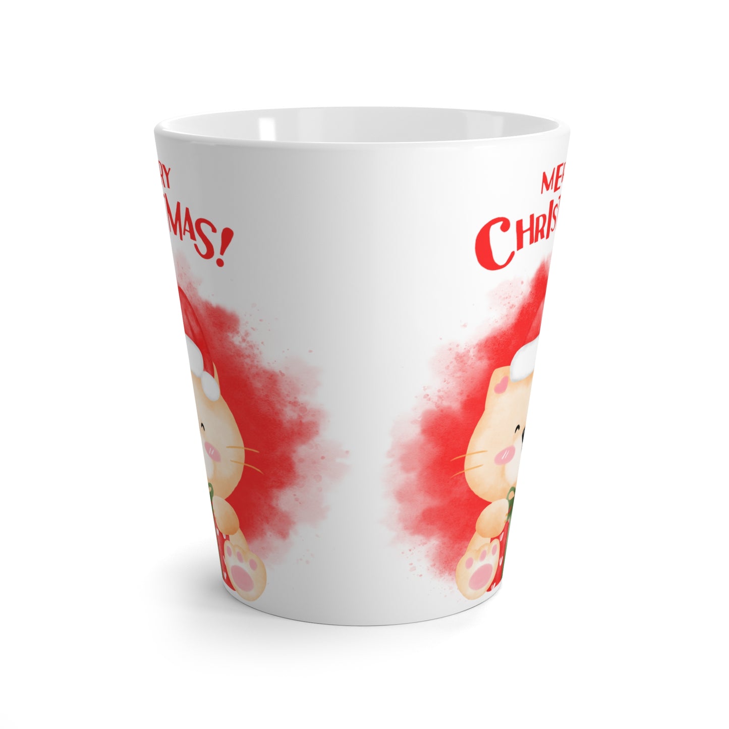 Merry Christmas Printed Latte Mug, 12oz, Red