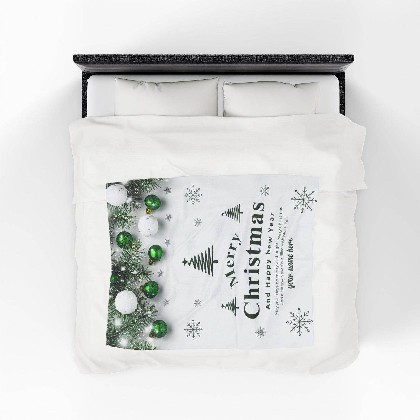 Green Ornament Christmas Blanket – Personalized Holiday Throw for a Merry & Bright Season