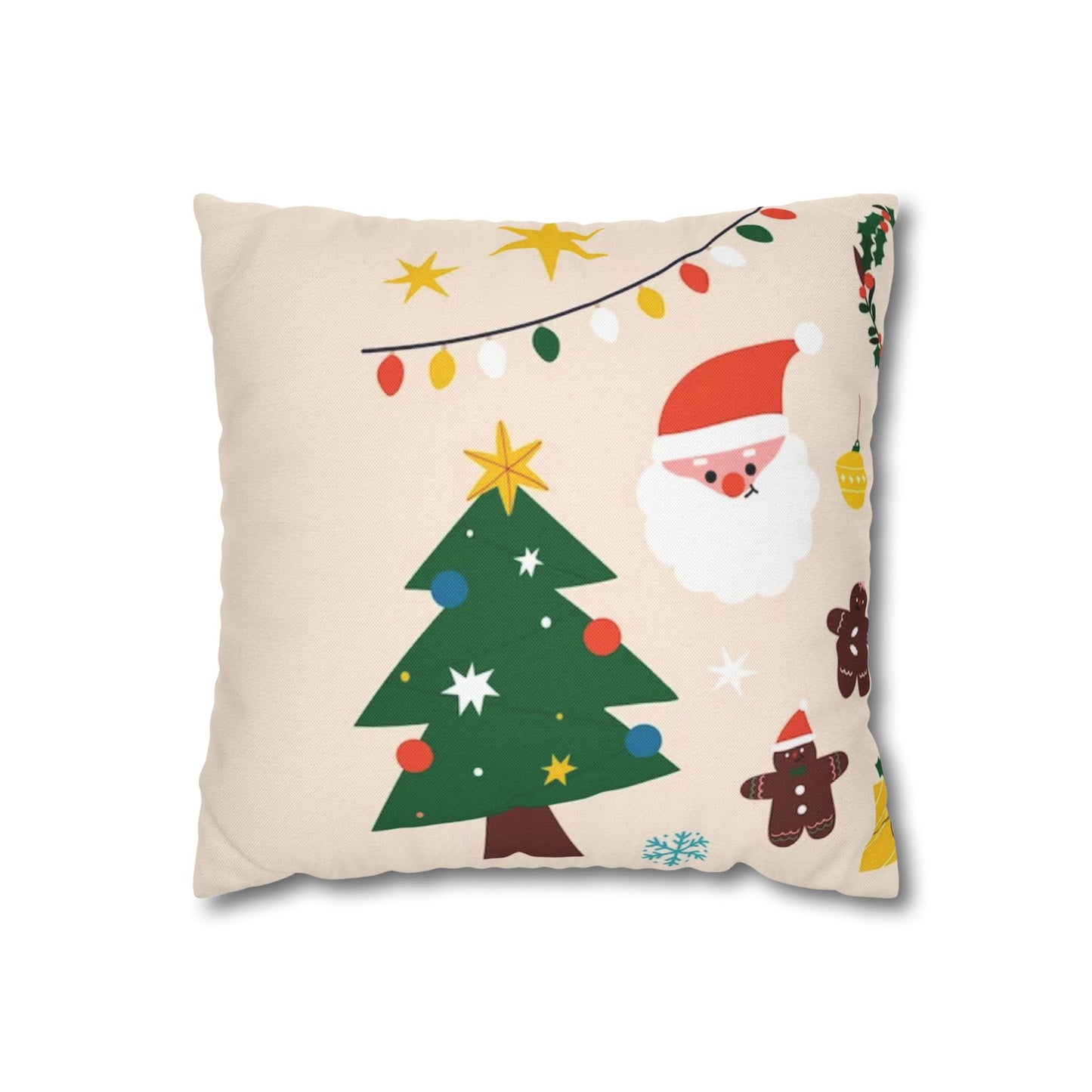 Christmas Square Pillow Case – Spun Polyester Cover with Double-Sided Print
