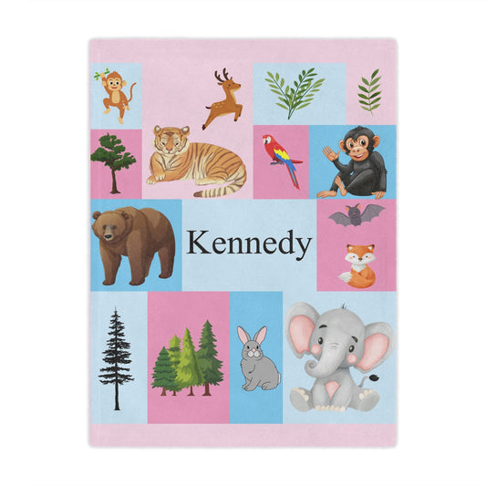 Personalized Minky Blanket – Soft Custom Throw with Name for Babies & Animal Lovers | Cozy Keepsake & Baby Shower Gift