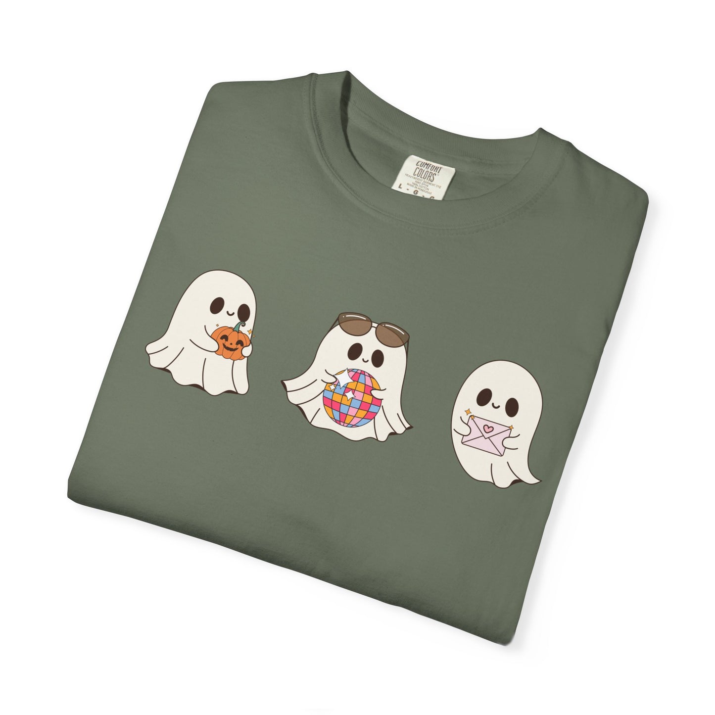 Three Cute Ghosts with Pumpkin, Trick or Treat Party Outfit – October Holiday Shirt