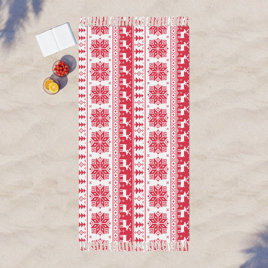 Large Boho Beach Cloth – 100% Polyester, 38"x81" with Knotted Tassels
