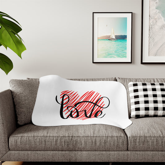 Love inside Heart in Red Printed Sherpa Blenket for Valentine