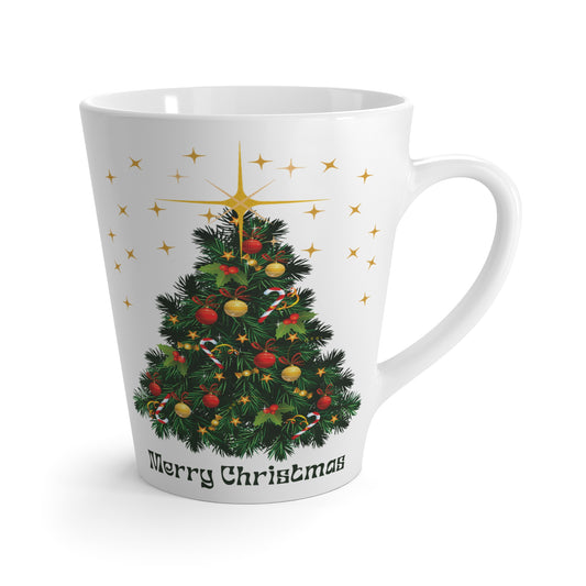 12oz Ceramic Latte Mug with Christmas Tree and “Merry Christmas” Design – Festive Gift for Coffee Lovers