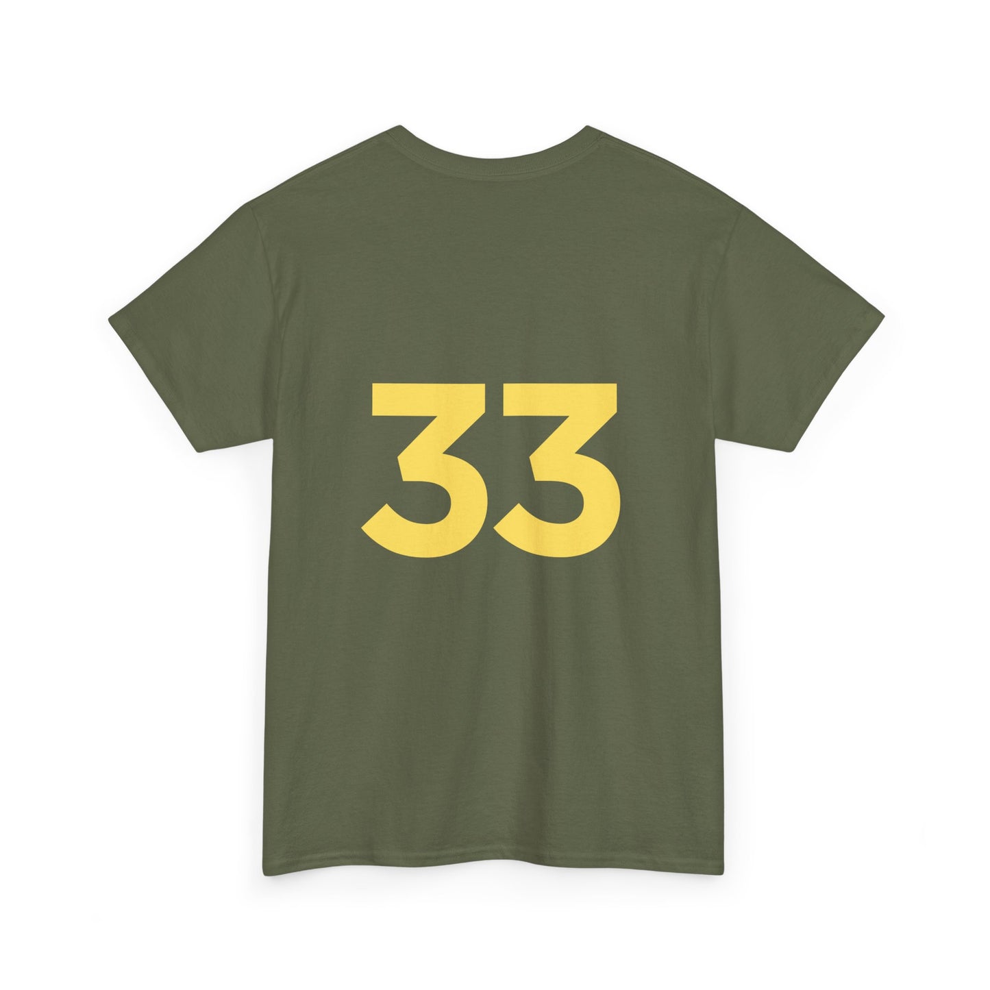 Black T-Shirt with Yellow Emblem Front & Number Back – Custom Team Sports Tee