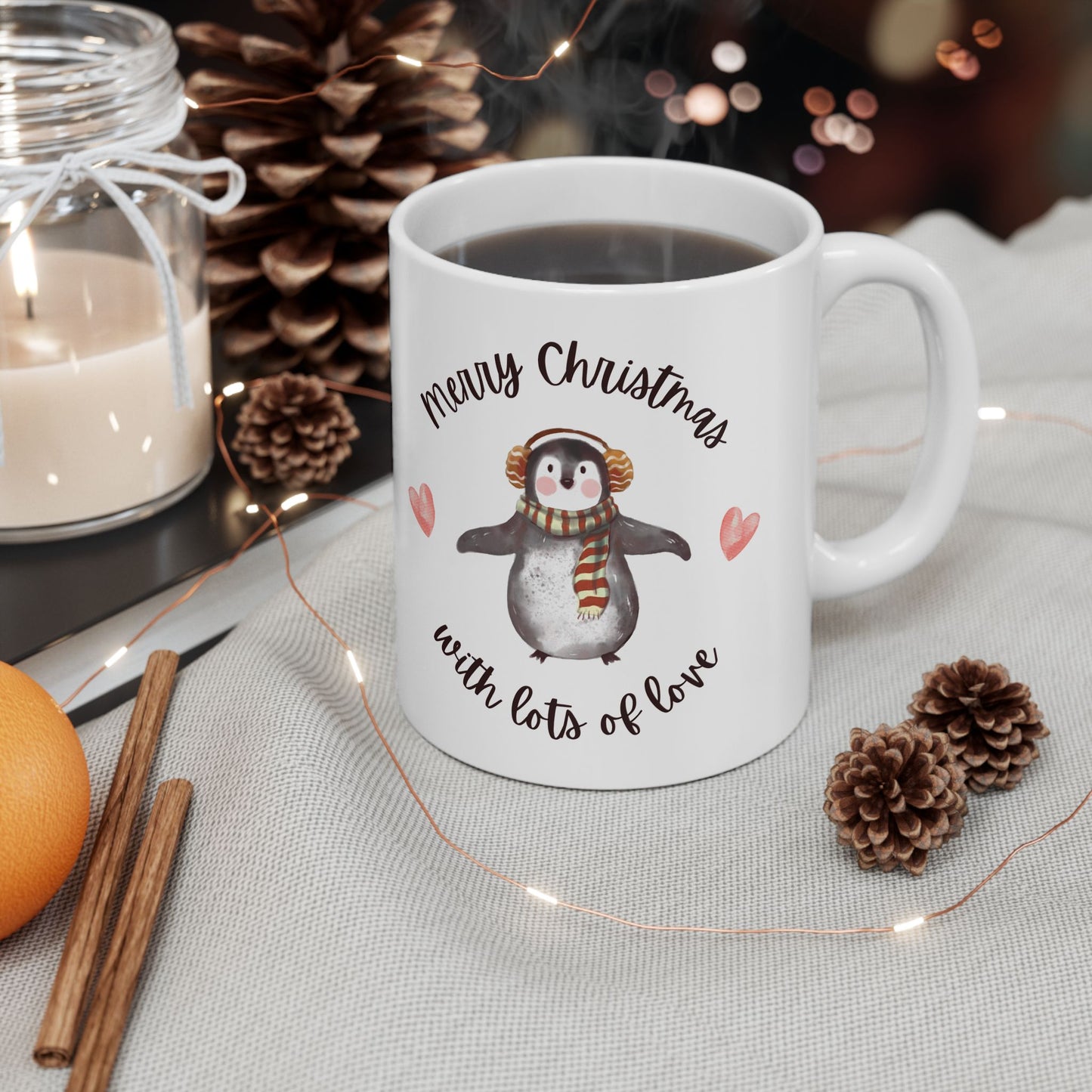 Merry Christmas with Lots of Love Printed Ceramic Mug, (11, 15oz))