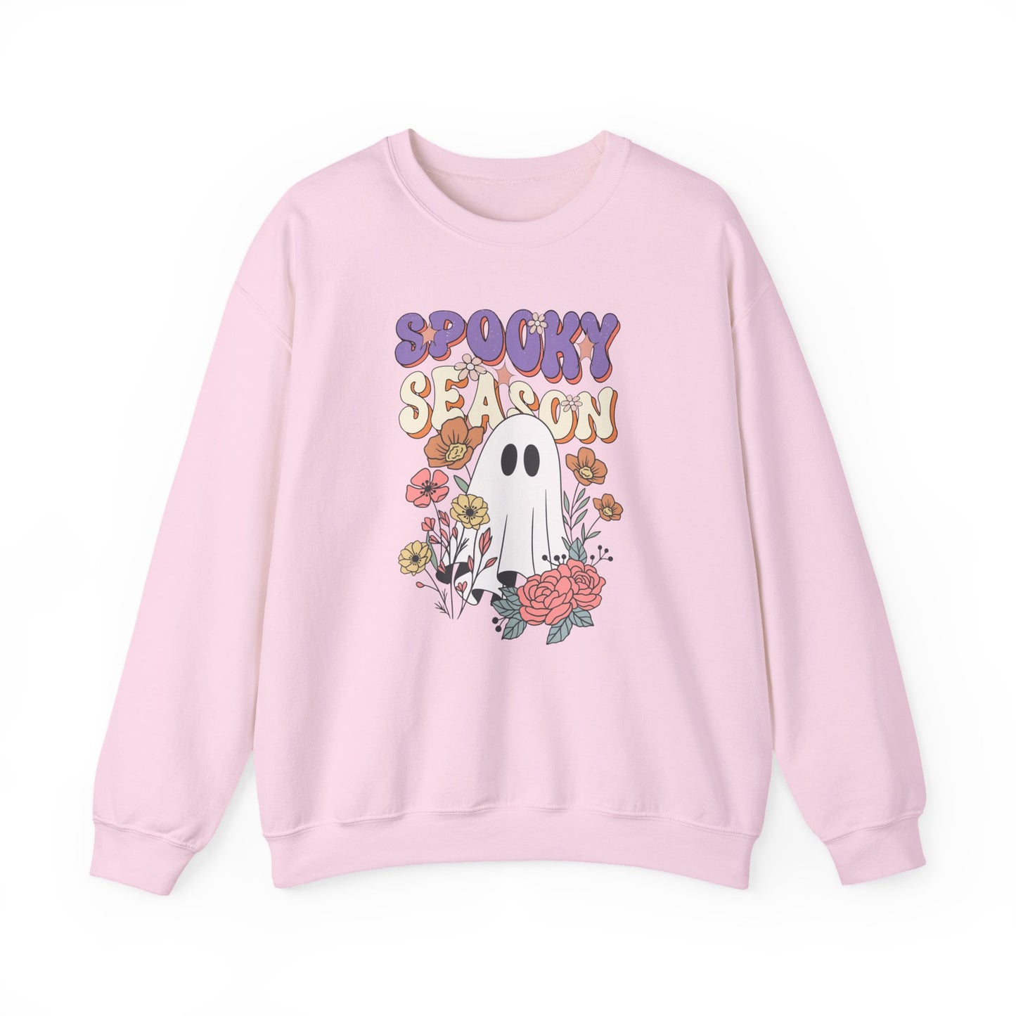 Spooky Season Floral Ghost Sweatshirt – Cozy Halloween Blooms