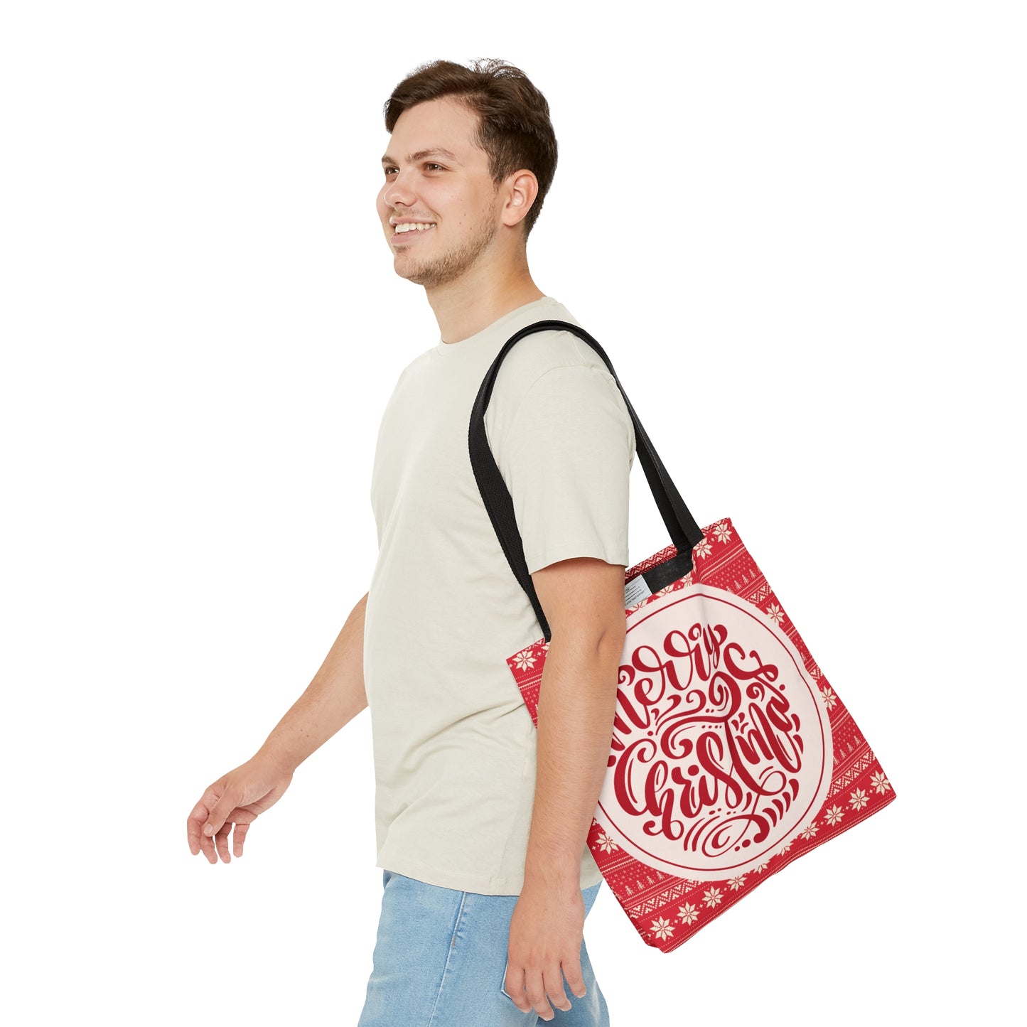 Red Merry Christmas Tote Bags, Reusable Tote Bags