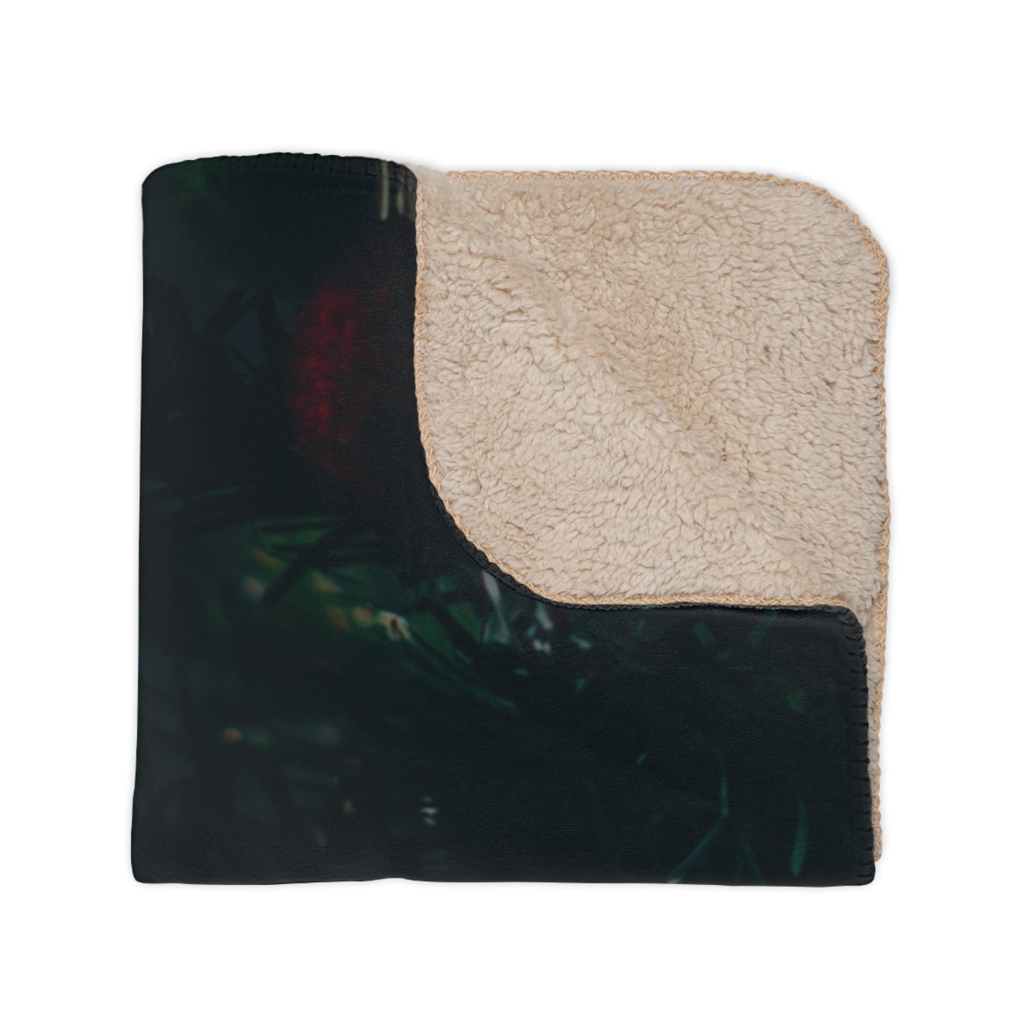 Merry Christmas in Black Printed Tan Sherpa Blanket