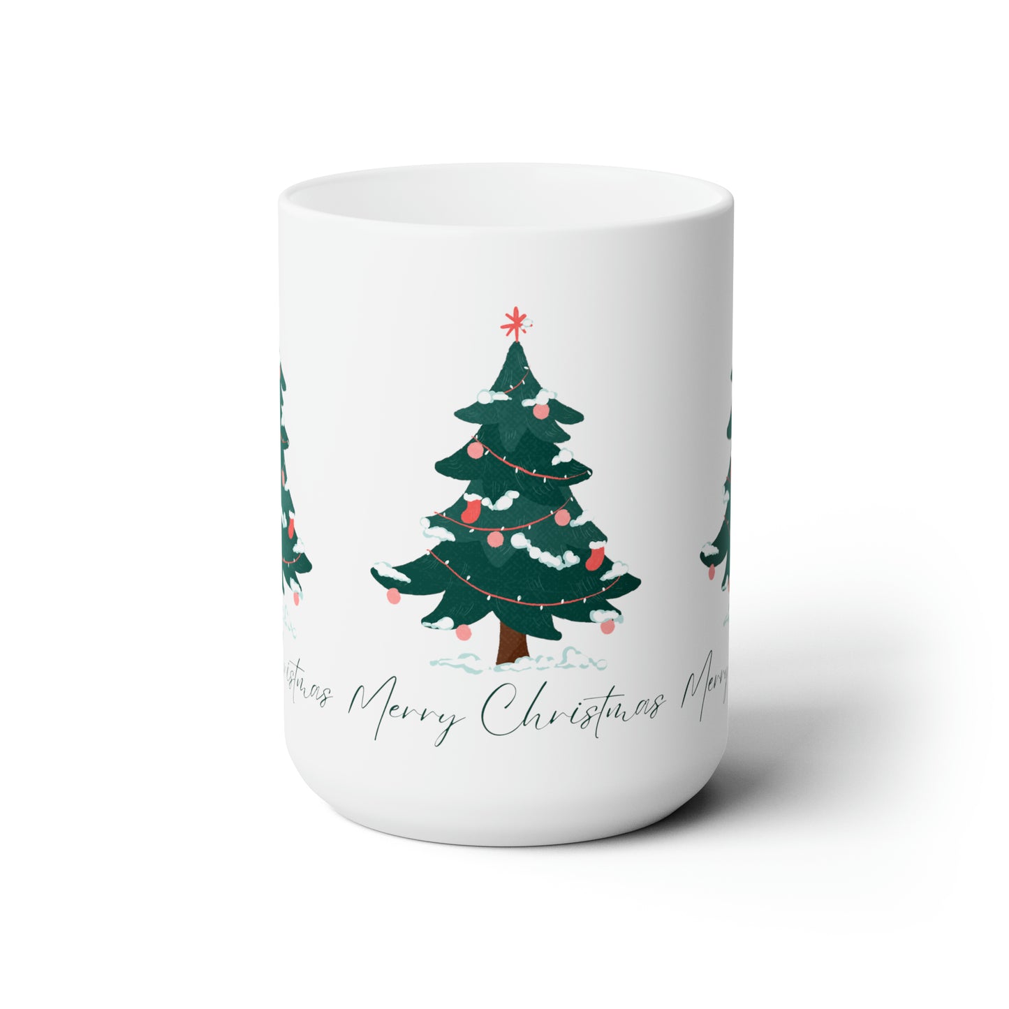 Merry Christmas Tree Ceramic Mug, 15oz