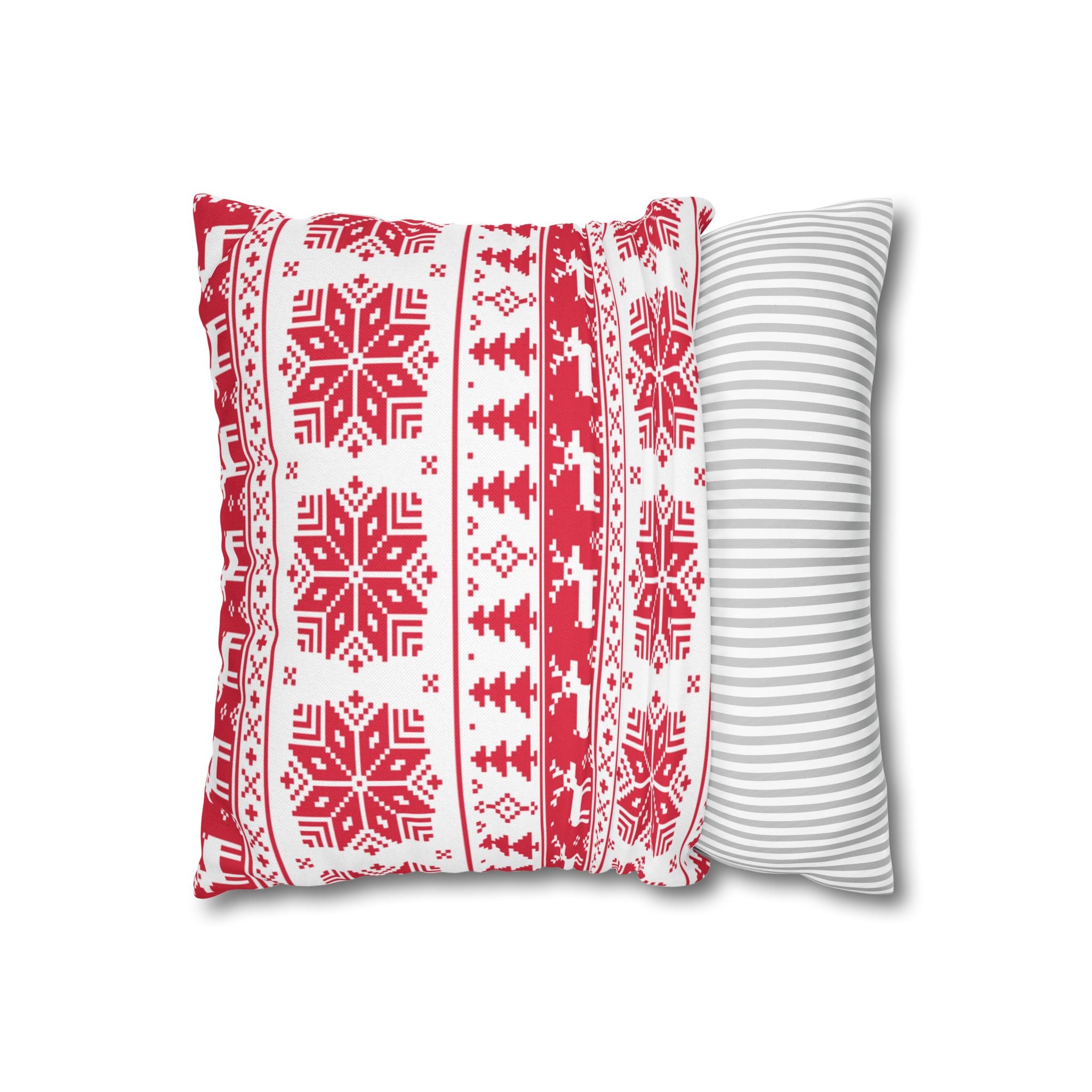 Christmas Spun Polyester Square Pillow Case – Festive Decorative Cushion Cover