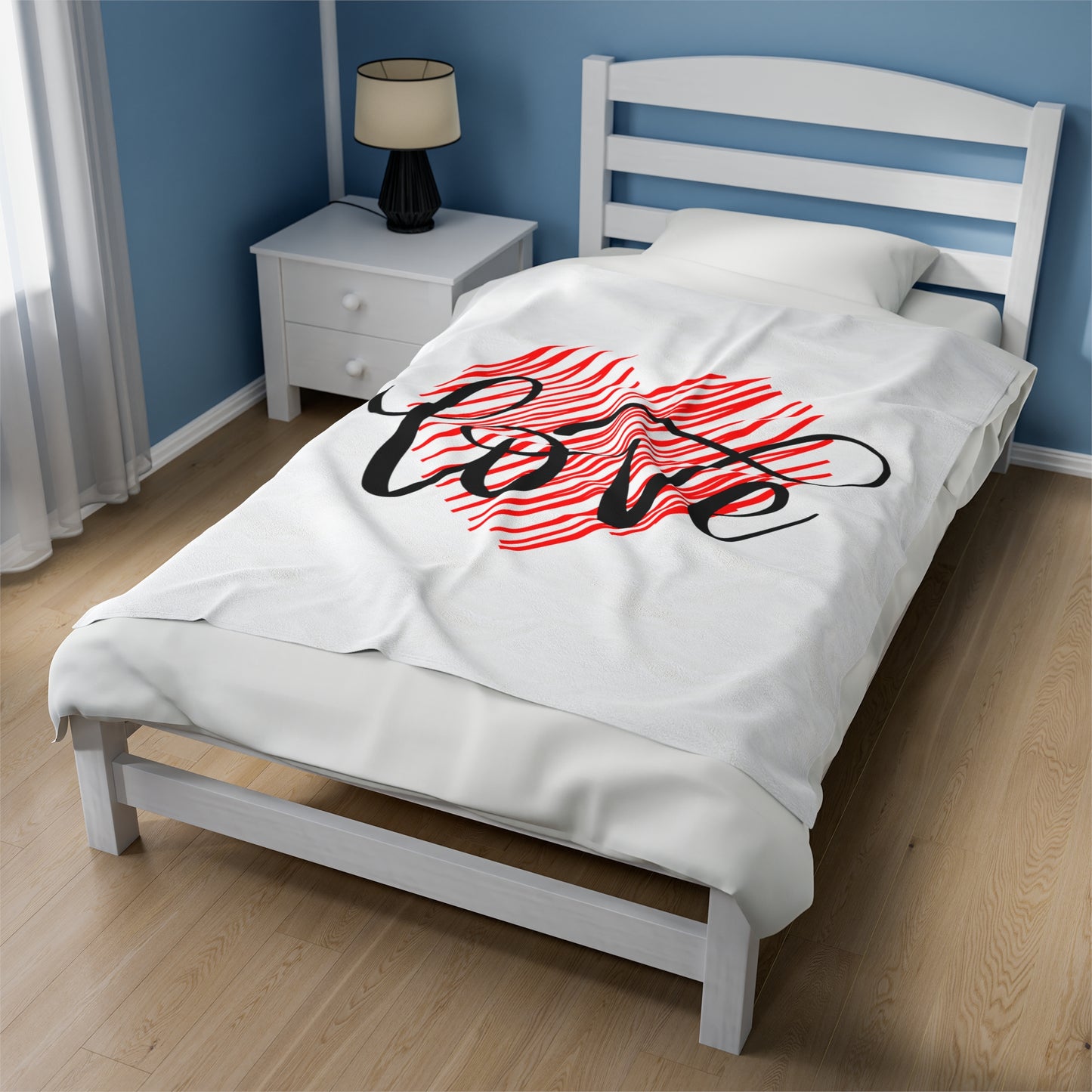 Love Inside Heart Printed Velveteen Plush Blanket for Valentine