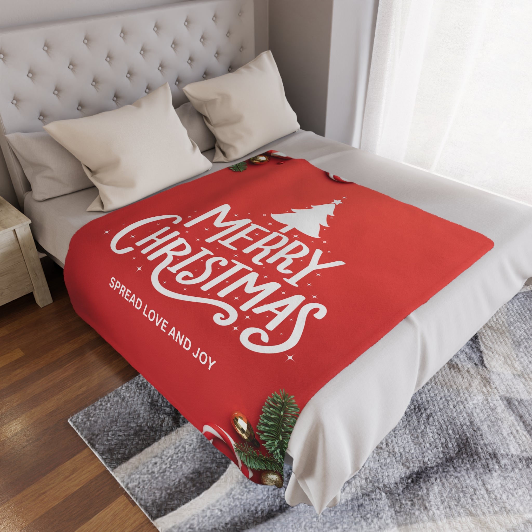 Merry Christmas, Spread Love and Joy Printed Minky Blanket