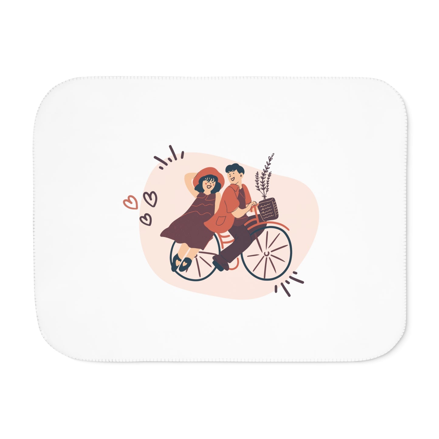 Couple on Cycle Printed Sherpa Blenket for Valentine Day