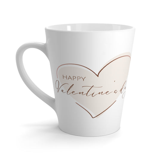 Happy Valentine's Day Printed in Heart Latte Coffee Mug, 12oz