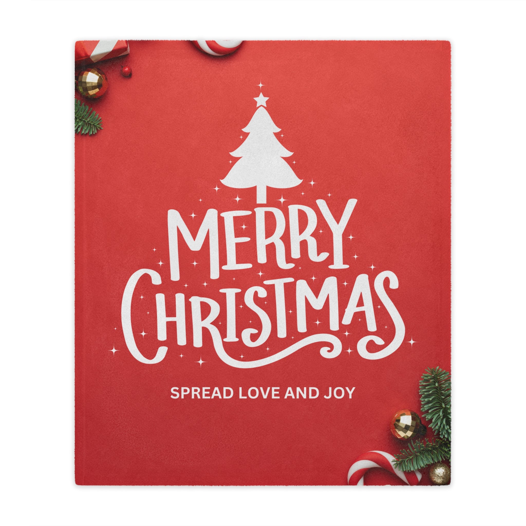 Merry Christmas, Spread Love and Joy Printed Minky Blanket