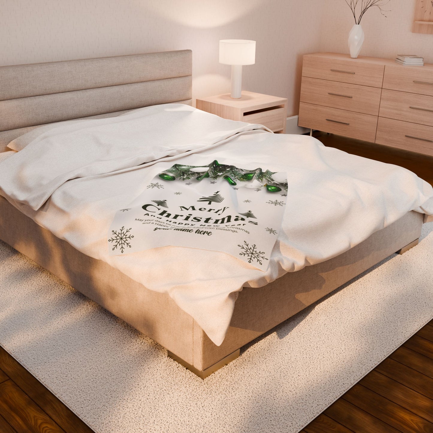 Green Ornament Christmas Blanket – Personalized Holiday Throw for a Merry & Bright Season
