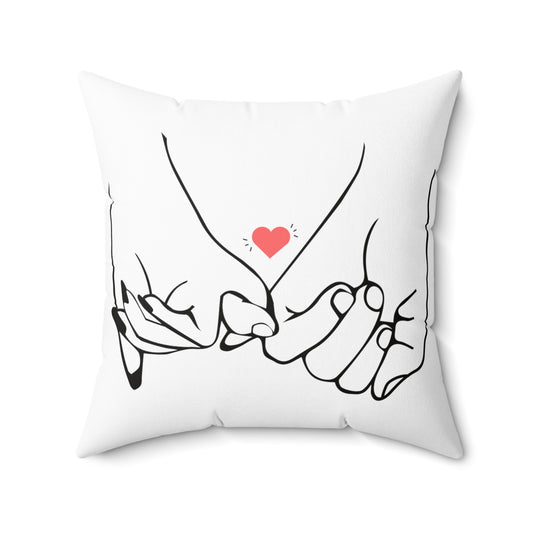 Love You with Couples Hand Printed Square Pillow