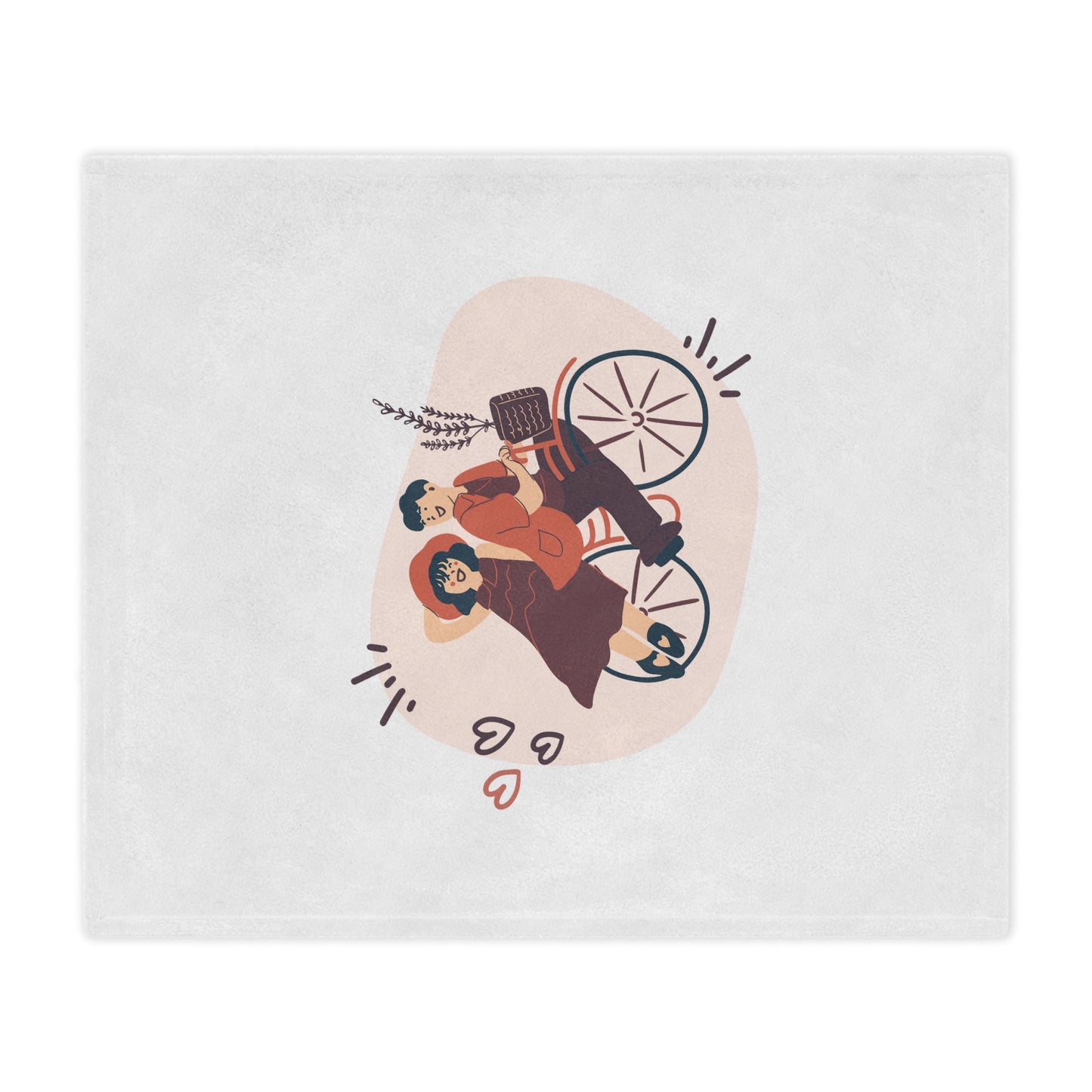 Couple on Cycle Printed Velveteen Minky Blanket for Valentine