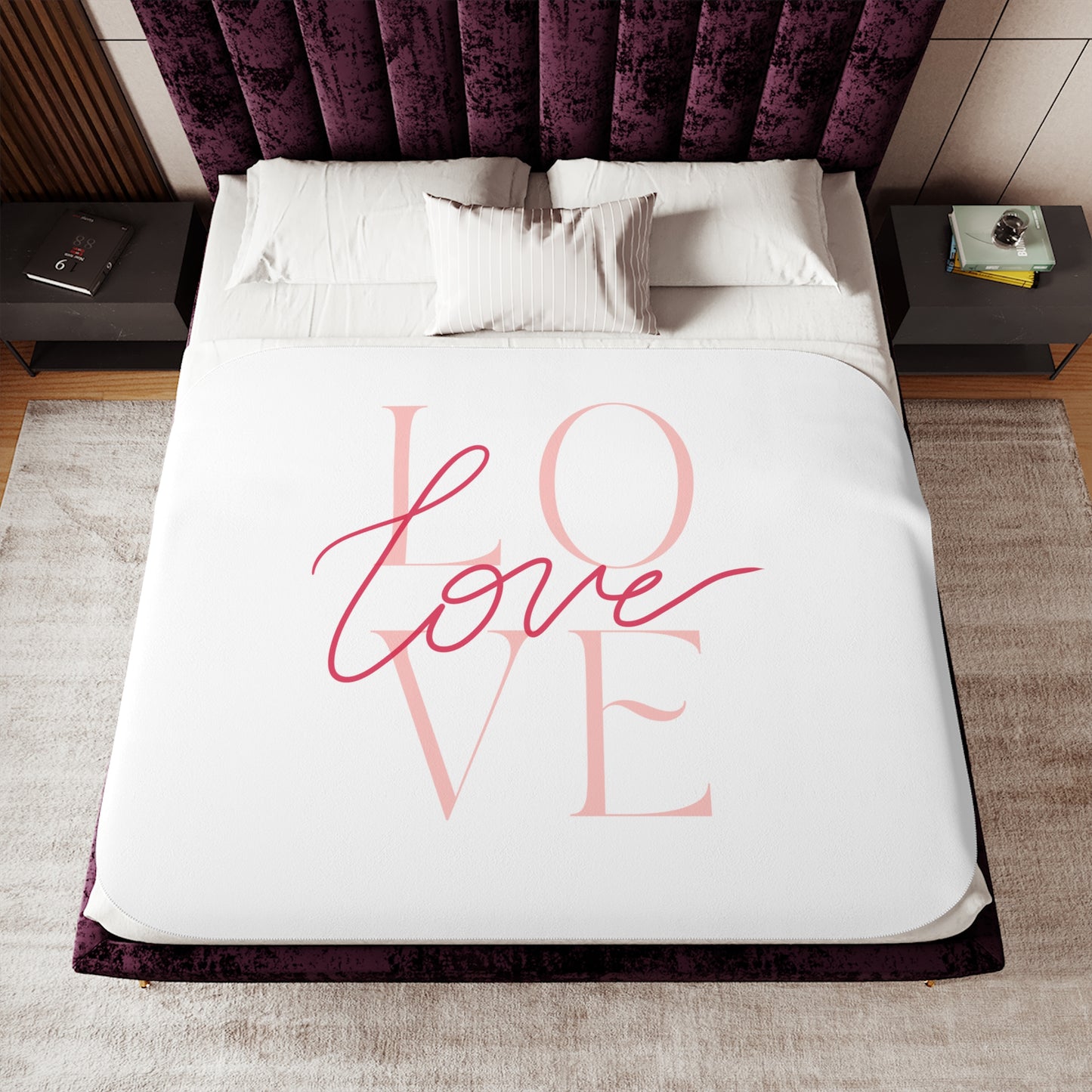 Love Printed Sherpa Blenket for Valentine Day
