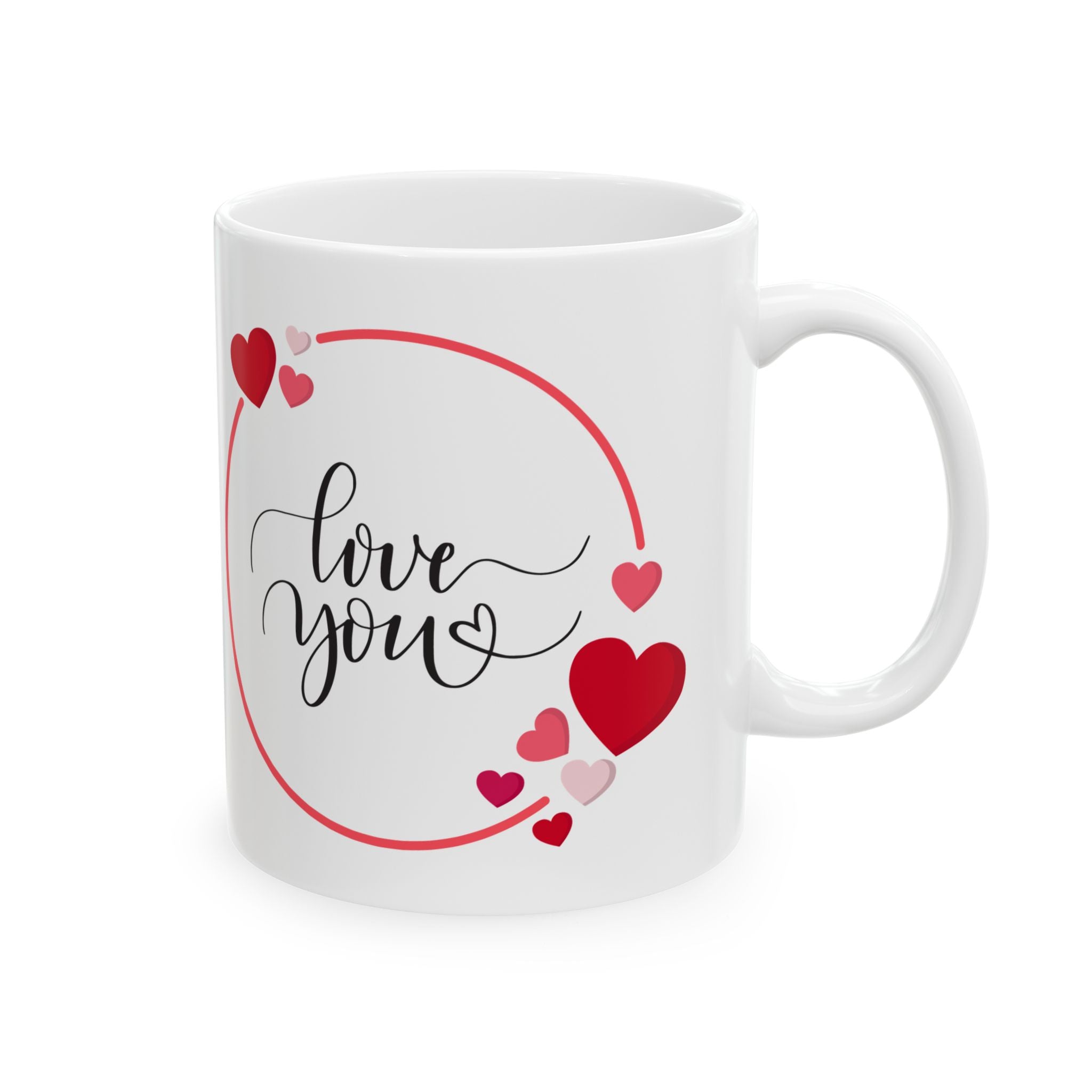 Love You with Hearts Printed Ceramic Mug, 11oz