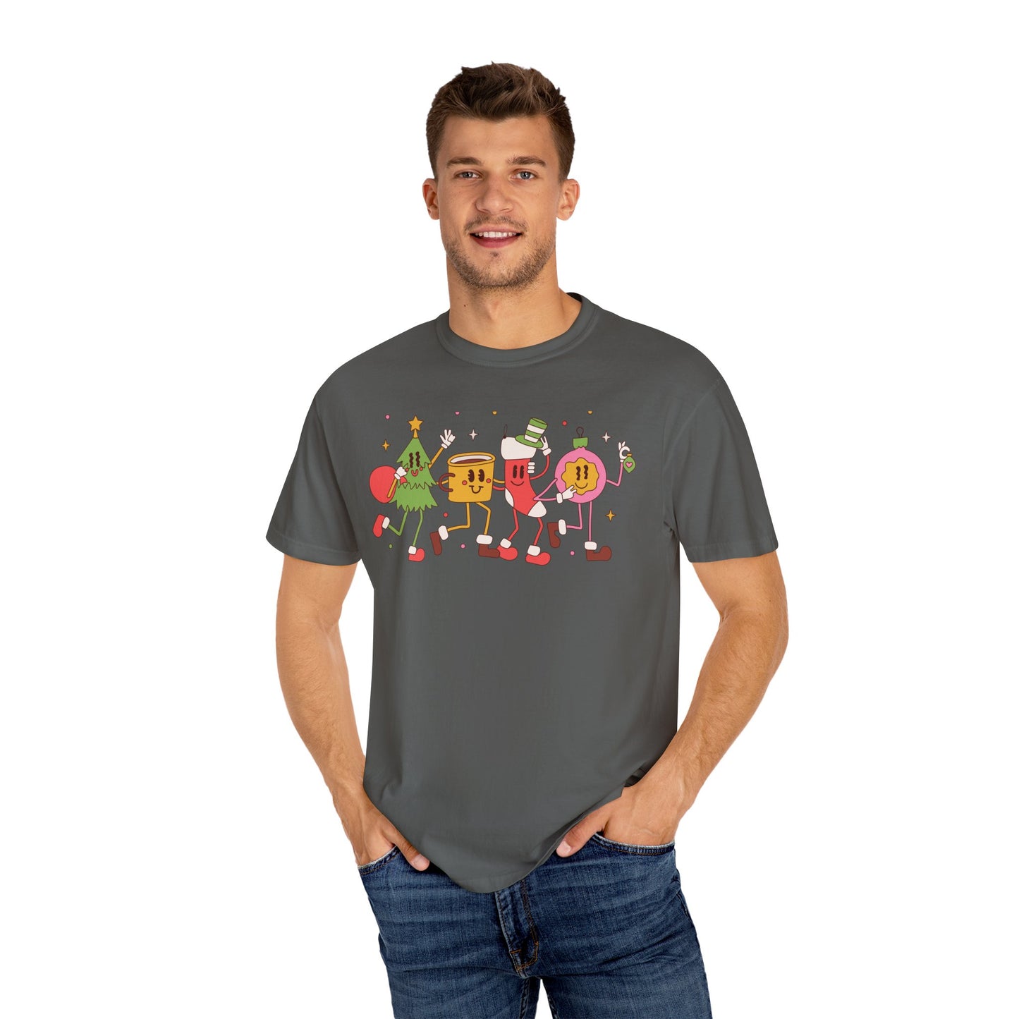 Cute Christmas Party Characters T-Shirt – Fun Holiday Graphic Tee for Adults & Teens